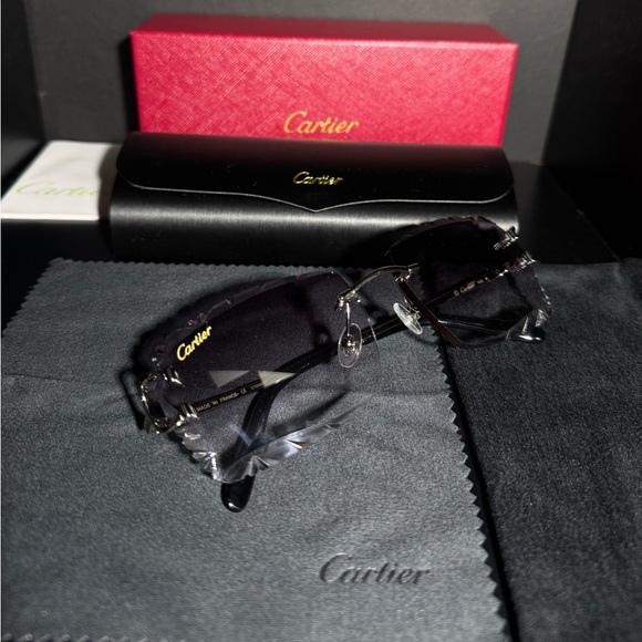 Black Cartier DiamondCut Sunglasses - Picture 1 of 6
